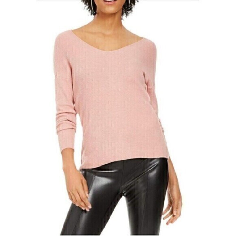 Iris & Ink Sweater Womens Sz‎ S Pink Silk Blend Boat Neck Long Sleeves Pullover
